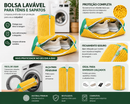 Bolsa Lavável para Tênis e Sapatos para Máquina de Lavar com Proteção em Chenille e Zíper Reforçado
