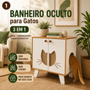 Banheiro Oculto para Gatos 3 em 1 com Toca, Organizador e Móvel Decorativo em MDF