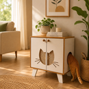 Banheiro Oculto para Gatos 3 em 1 com Toca, Organizador e Móvel Decorativo em MDF