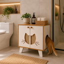 Banheiro Oculto para Gatos 3 em 1 com Toca, Organizador e Móvel Decorativo em MDF