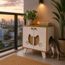 Banheiro Oculto para Gatos 3 em 1 com Toca, Organizador e Móvel Decorativo em MDF