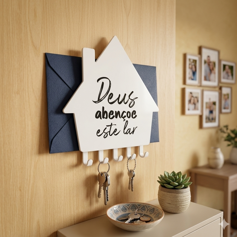 Porta chaves e cartas "Deus abençoe"