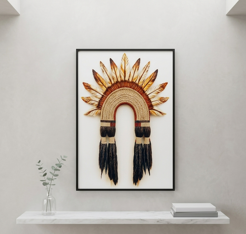 Quadro Escultural Cocar Ancestral - Edição Exclusiva Casa Supri - Quadro Cocar Canvas