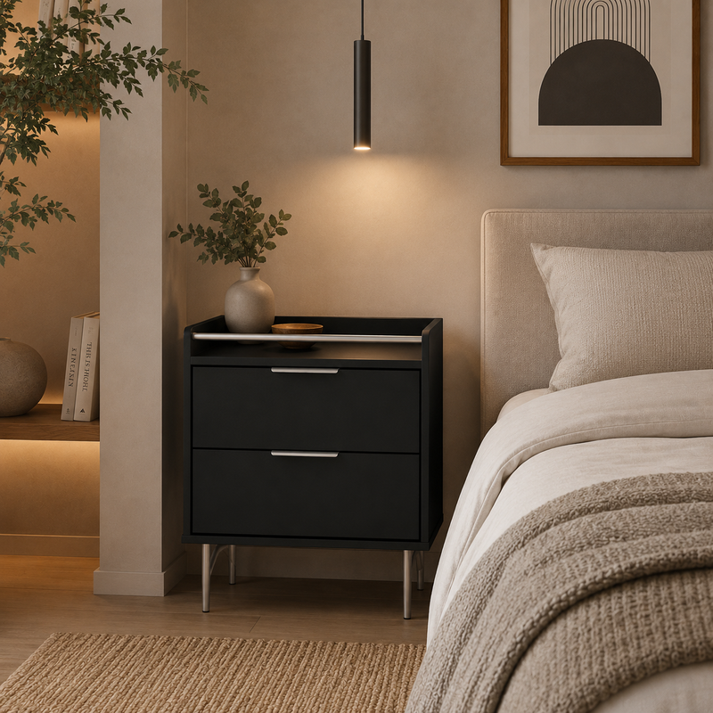 Mesa de Cabeceira Yves – Design Contemporâneo com Iluminação Inteligente