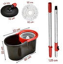 Mop Giratório 8L Esfregão 360° Regulável com Refil Balde Cabo 1 Refil de microfibra Plastico cores aleatorias