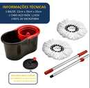 Mop Giratório 8L Esfregão 360° Regulável com Refil Balde Cabo 1 Refil de microfibra Plastico cores aleatorias