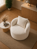 Poltrona orgânica, bouclê premium, almofada, conforto e elegância
