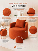 Poltrona orgânica, bouclê premium, almofada, conforto e elegância