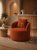 Poltrona orgânica, bouclê premium, almofada, conforto e elegância