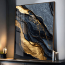 Quadro pintura abstrata em tela de luxo, arte de parede em preto, azul e dourado