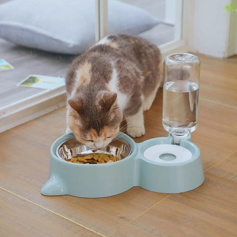 Comedouro e bebedouro 2 em 1 para gatos