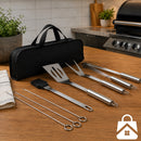 Kit Churrasco Profissional 9 Peças em Aço Inox com Estojo Organizador | Casa Supri