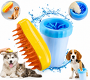 Kit Pet Escova Vaporizadora Elétrica Recarregável e Copo Lava Patas Silicone