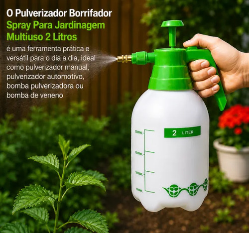 Pulverizador Manual 2L de Pressão – Borrifador para Jardim, Plantas e Limpeza