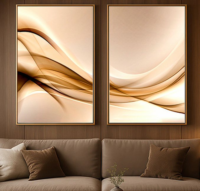 Quadro Decorativo - Telas Abstrato Moderno Linhas e Curvas 3D em Canvas