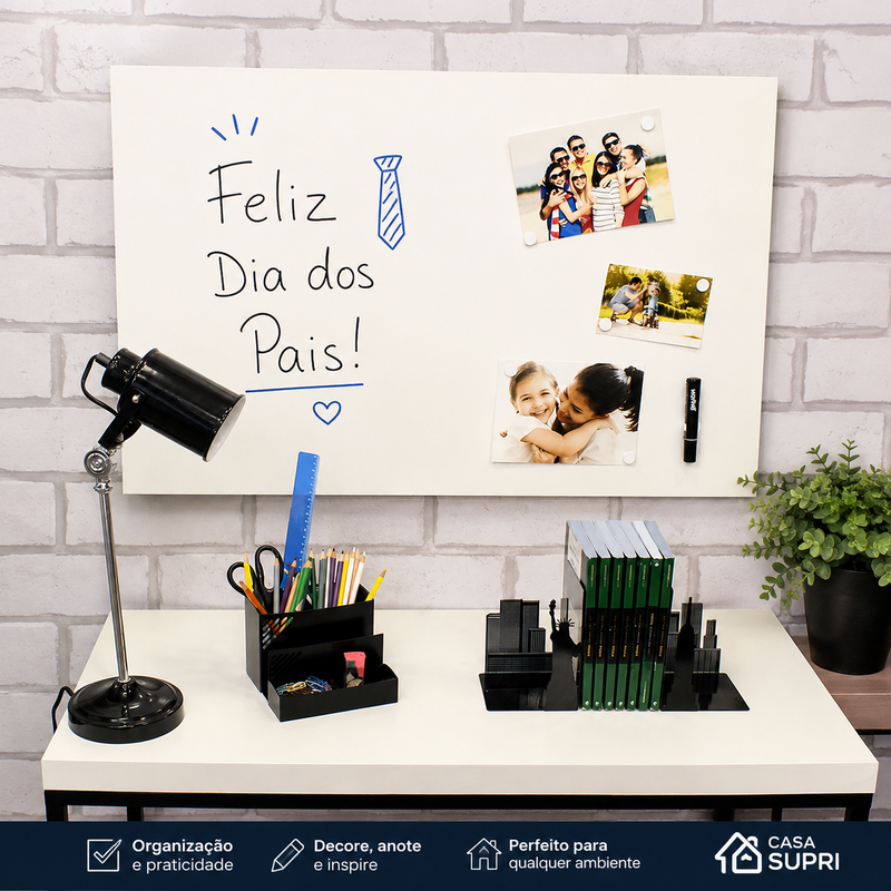 Mural Magnético de Parede para Anotações 60x91 cm com Caneta e Ímãs