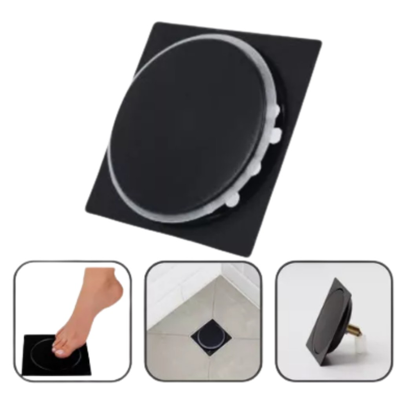 Ralo Click 10x10 Preto Fosco Inteligente Popup Anti-Odor para Banheiro