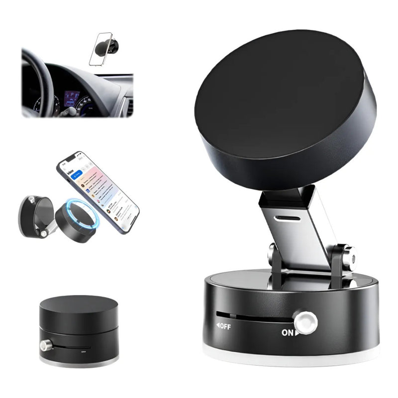 Suporte Magnético Dobrável para Celular Giratório 360° – Prático, Forte e Ajustável para Mesa e Carro